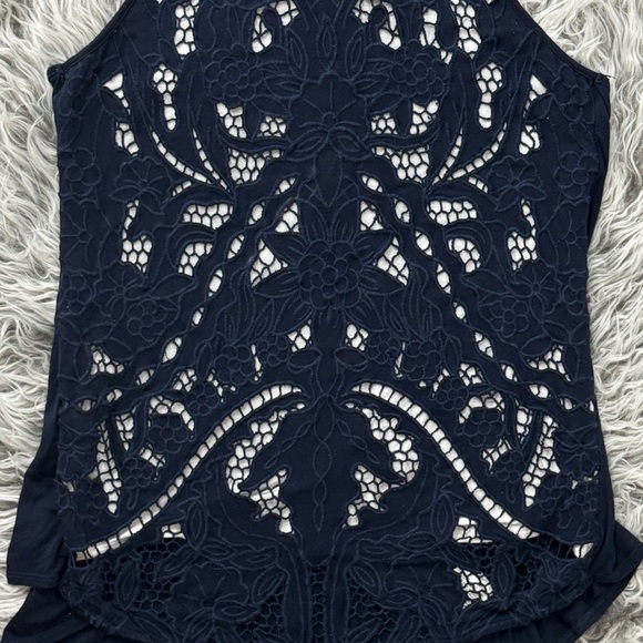 ANTHROPOLOGIE AKEMI + KIN NAVY LINED LACE TANK TOP, XS - Picture 5 of 10